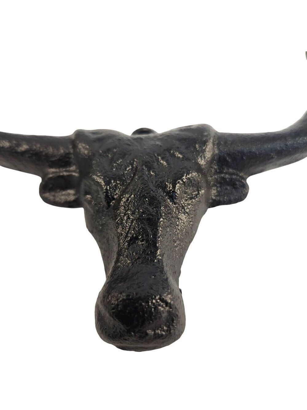 Cast Iron Bull Head Shaped Hat Holder Wall Coat Hook With Rustic Black Finish De - Picture 2 of 9